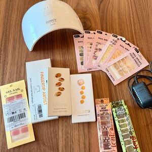 Large UV Lamp and Set of Semi-Cured Gel Nail Strips and Stickers Ohora Nail Wrap